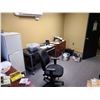 Image 2 : CONTENTS OF TECH OFFICE INCLUDING CHERRY U-SHAPE DESK WITH HUTCH, GLASS DESK, 3 OFFICE CHAIRS, 2