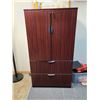 Image 2 : CHERRY COLOR U-SHAPE EXECUTIVE DESK WITH HUTCH & STORAGE CABINET