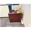 Image 2 : CONTENTS OF OFFICE INCLUDING CHERRY COLOR U-SHAPE DESK WITH HUTCH, 2 DRAWER LATERAL FILE, TABLE &