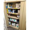 Image 2 : BEIGE METAL CONSUMABLES CABINET WITH JANITORIAL SUPPLIES