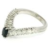 Image 4 : 18k White Gold 1.64 ctw Oval Sapphire Solitaire Round Diamond Chevron V Band Rin