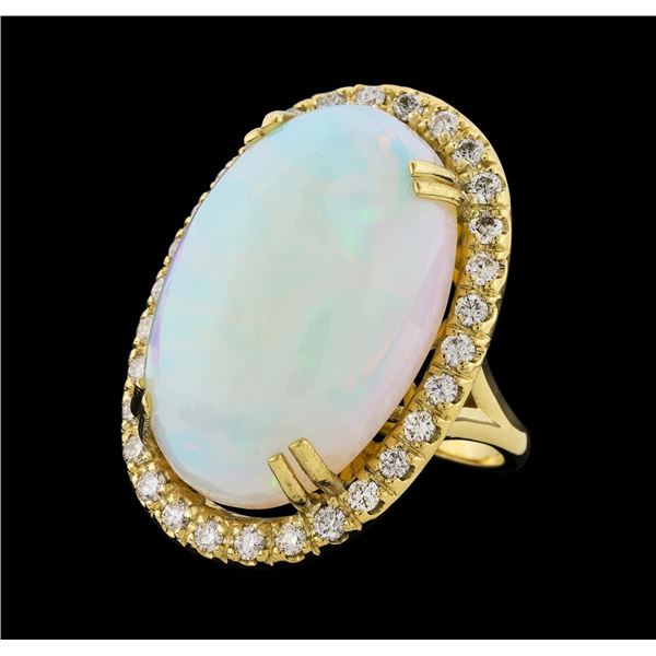 23.60 ctw Opal and Diamond Ring - 14KT Yellow Gold
