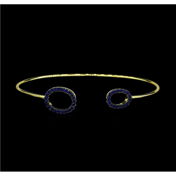 Sapphire and CZ Double Oval Bangle Bracelet - Gold Plated