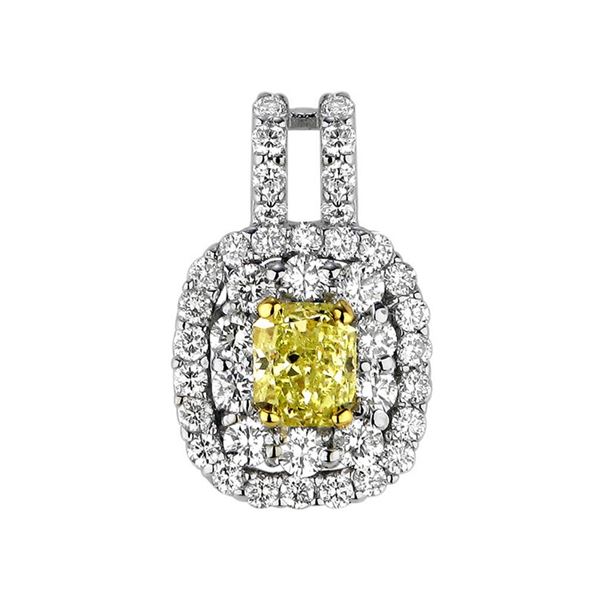 18k Two Tone Gold 1.13CTW Diamond Pendant, (VS1-SI1/VS1 /G-H/Nat-yel)
