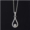 Image 1 : 14K White Gold 0.12 ctw Single Cut Diamond Petite Open Tear Drop Pendant Necklac