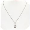 Image 3 : 14K White Gold 0.12 ctw Single Cut Diamond Petite Open Tear Drop Pendant Necklac