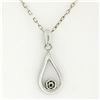 Image 6 : 14K White Gold 0.12 ctw Single Cut Diamond Petite Open Tear Drop Pendant Necklac