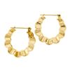 Image 4 : 14K Solid Yellow Gold Puffed Polished Scalloped Flower Snap Hoop Earrings