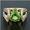 Image 2 : 14k Yellow Gold 3.0 ctw Round Peridot Solitaire & Ideal Cut Diamond Cocktail Rin