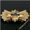 Image 4 : Antique Victorian Engraved Etched 9k Rose Gold Sapphire Ruby & Pearl Brooch Pin