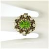 Image 8 : Vintage 14K Yellow Gold 2.43 ctw Oval Peridot Diamond & Black Enamel Halo Ring