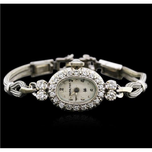 Hamilton 14KT White Gold Diamond Vintage Ladies Watch