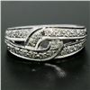 Image 3 : Vintage Platinum 0.50 ctw Round Single Cut Pave Diamond Interlocking Band Ring