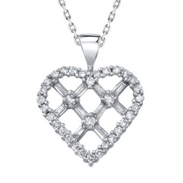 14k White Gold 1.00 ctw Diamond Pendant, (SI2 /G-H)