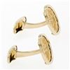 Image 3 : Men's 14k Yellow Gold Sandblast Finish 15.85mm Round Sun Burst Cuff Links