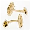 Image 5 : Men's 14k Yellow Gold Sandblast Finish 15.85mm Round Sun Burst Cuff Links