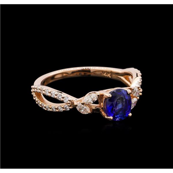 0.71 ctw Sapphire and Diamond Ring - 14KT Rose Gold