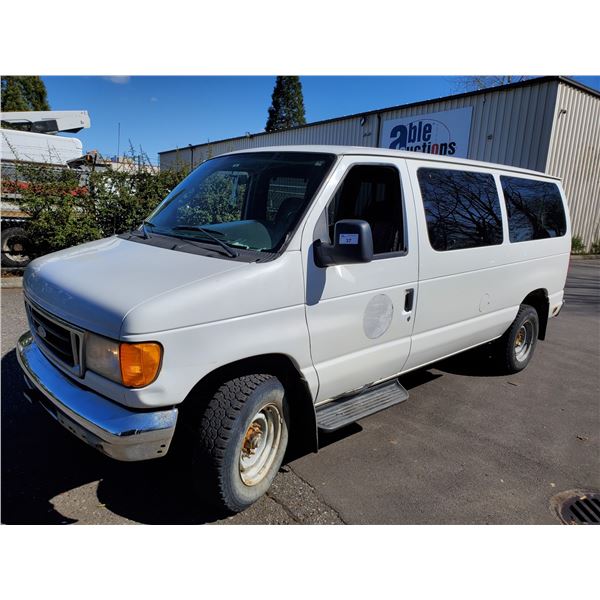 2006 FORD E-350, 6DR 8 PASSENGER VAN, WHITE, VIN # 1FBNE31L06HA15503