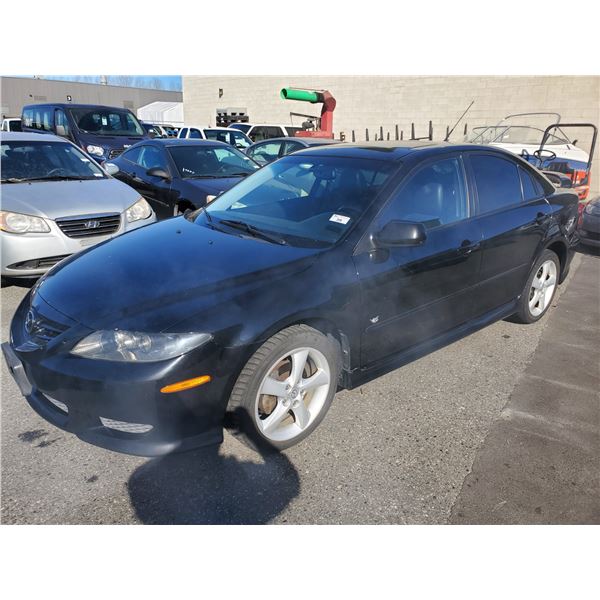 2005 MAZDA 6, 4DR SEDAN, BLACK, VIN # 1YVHP84D655M23552