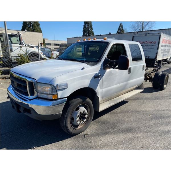 2004 FORD F550 XLT SUPERDUTY, 4DR CHASSIS PU, WHITE, VIN # 1FDAW57S34ED01843