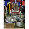 Image 1 : RED METAL OIL PRESS MACHINE WITH DRAINAGE PANS, AND STRAINERS