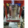 Image 2 : RED METAL OIL PRESS MACHINE WITH DRAINAGE PANS, AND STRAINERS