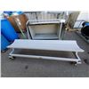 Image 1 : 1 METAL MOBILE MATERIAL ROLL PRODUCT CART, GREEN WOOD/METAL PANEL CART AND METAL STAGE BIN