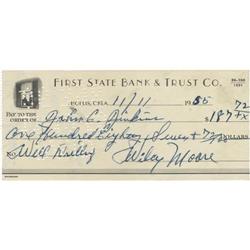 1955 Wilcy Moore Signed Check. As a thirty-year