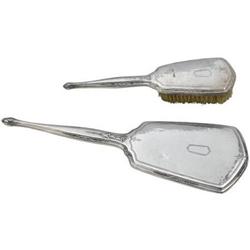 AMERICAN STERLING SILVER HAND MIRROR AND BRUSH