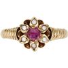 Image 1 : Ruby, Seed Pearl, Gold Flower Ring