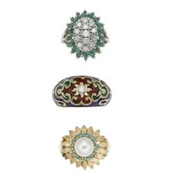 Diamond, Multi-Stone, Enamel, Gold Rings