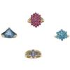 Image 1 : Ruby, Blue Topaz, Iolite, Apatite, Gold Ring Lot