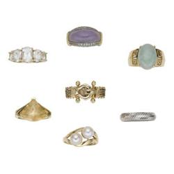Multi-Stone, Cultured Pearl, Gold Ring Lot