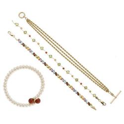 Multi-Stone, Cultured Pearl, Gold Bracelet Lot