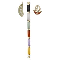 Jade, Gold Jewelry Lot
