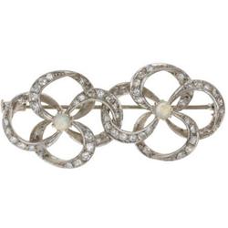 Diamond, Opal, Gold Brooch