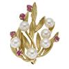 Image 1 : Cultured Pearl, Ruby, Gold Brooch