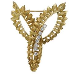 Diamond, Gold Leaf Brooch