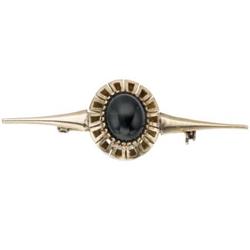 Hawk's Eye Quartz, Gold Bar Brooch