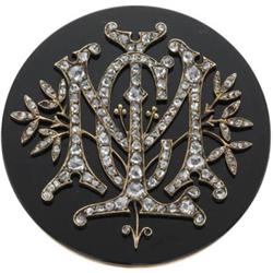 Victorian Diamond, Onyx, Gold Pendant-Brooch