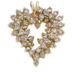 Diamond, Gold Heart Pendant