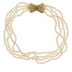 Cultured Pearl, Diamond, Gold Necklace