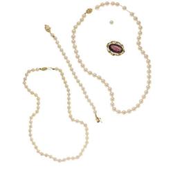 Cultured Pearl, Amethyst, Gold Jewelry