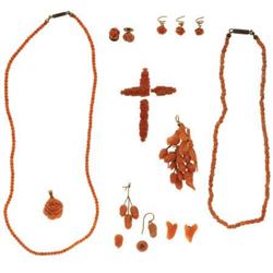 Lot of Victorian Coral Jewelry