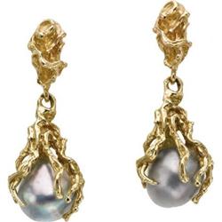 Cultured Pearl, Gold Earrings