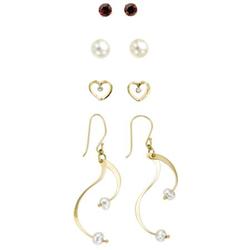 Diamond, Garnet, Cultured Pearl, Gold Earrings