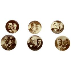 6 Sepia McKinley and Roosevelt Jugate Buttons Lot of Six Sepia McKinley and Roosevelt Jugate Campaig