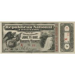 1892 Republican National Convention Guest Ticket