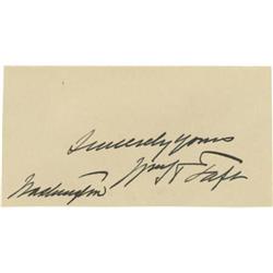 William H. Taft Signature on a small card, 4.5"
