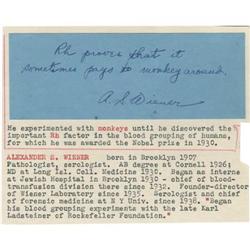 Dr. Alexander S. Wiener Signature - Rh Factor